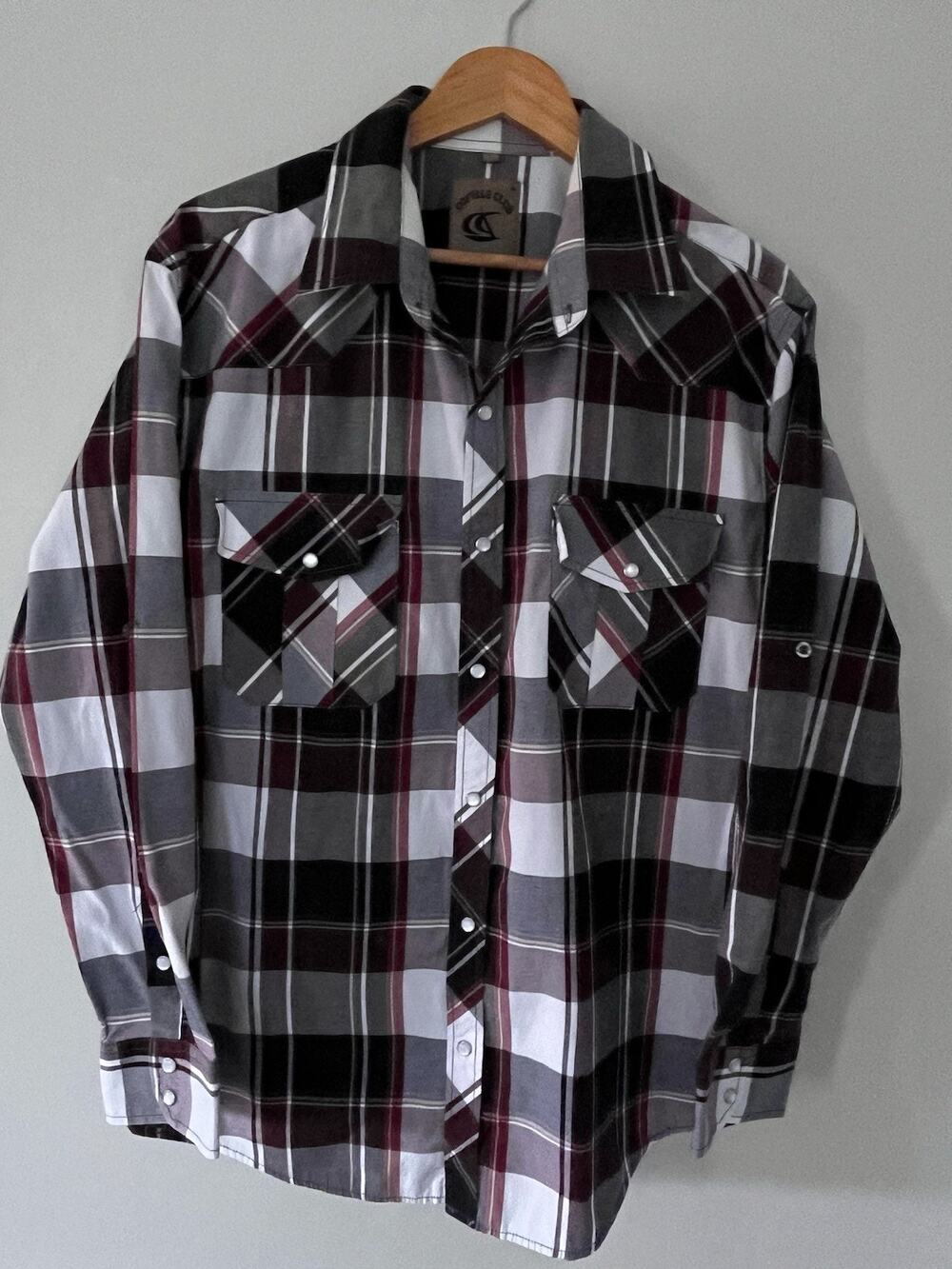 Coevals Club Pearl Snap Buffalo Plaid Western Shirt Mens Large